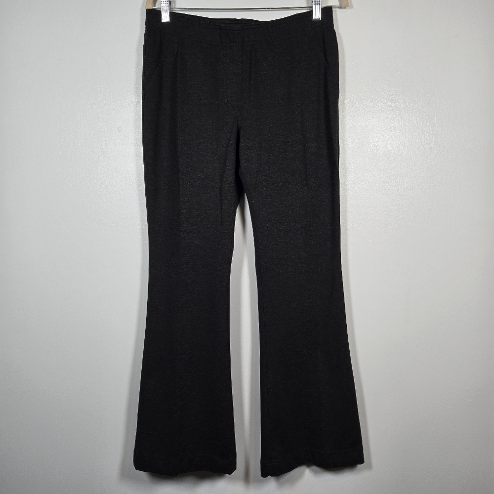 Chico's Black Elastic Waist Stretch Pull On Flare Leg Pants Size Medium Short